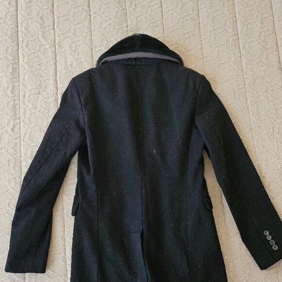 Zara - 3/4 length black jacket with faux fur collar - Picture 1 of 5
